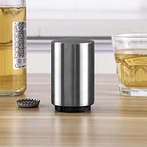 Abridor automático de garrafas de cerveja com tampa magnética, aço inoxidável, prateado da homozy