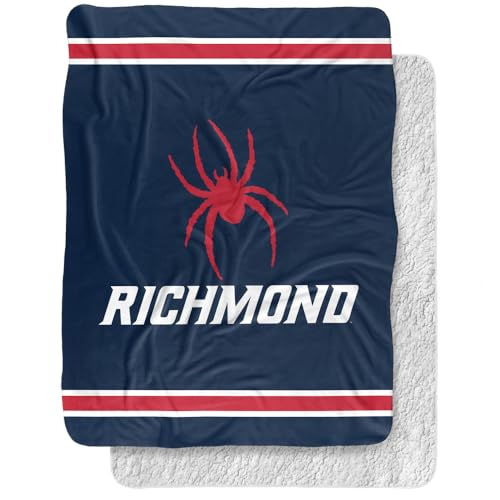 University of Richmond Blanket, 60"x80" Primary Logo Stripes Silky Touch Sherpa Back Super Soft Throw Blanket