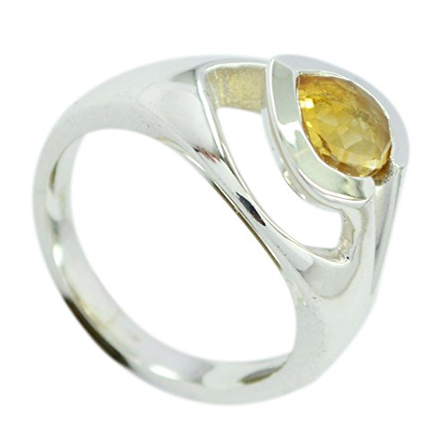 Bague citrine naturelle et argent 925 poire pour homme et femme