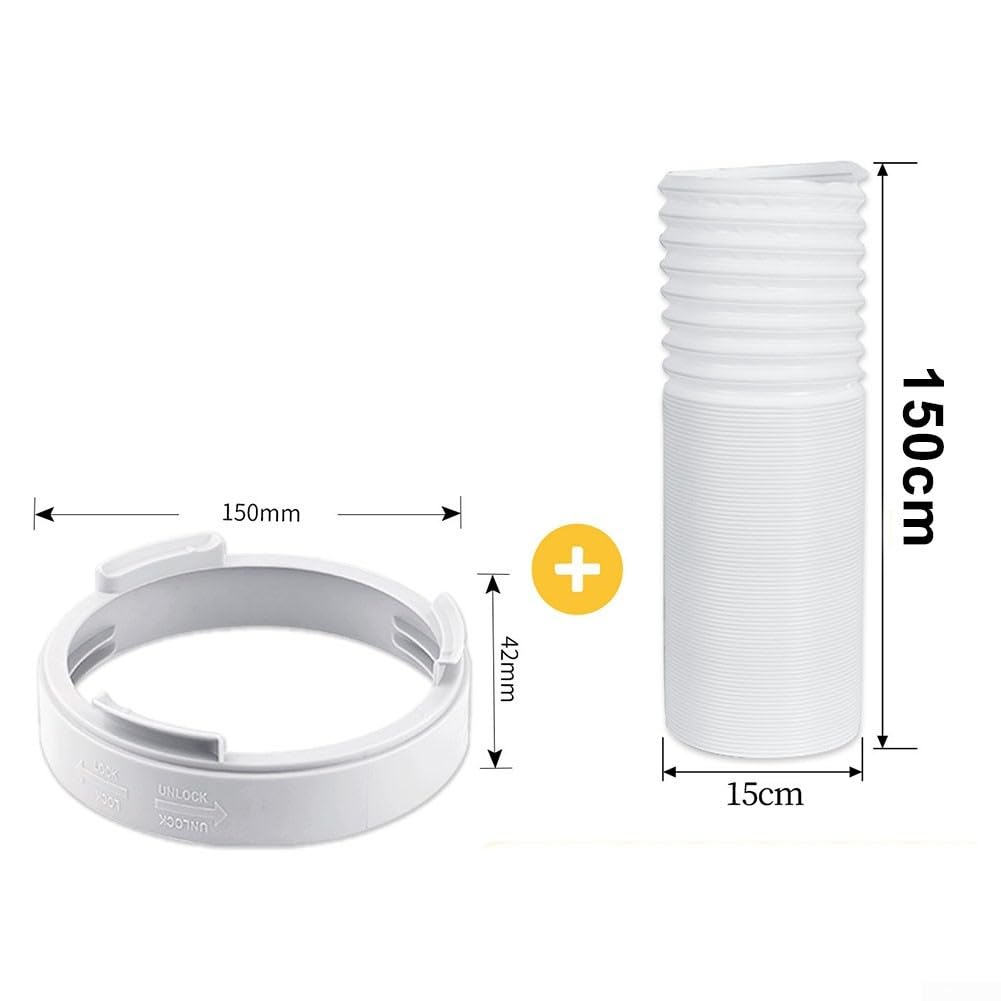 Tubo di scarico portatile per condizionatore d'aria con kit di connettori, interfaccia rotonda di diametro 15 cm, PP flessibile con filo di acciaio per una facile installazione senza attrezzi e uso