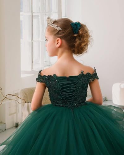 dideyttawl Flower Girls Wedding Guest Dress Floor Length Puffy Tulle Lace Appliqued Formal Dresses 0073