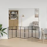 Ziaphsol Hundezwinger Hundeauslauf Hundegehege Freigehege Tiergehege aus verzinktem Stahl, 4-teilig schwarz, 100 x 80 cm, faltbar, DIY Paneel Element für Welpen und kleine Hunde