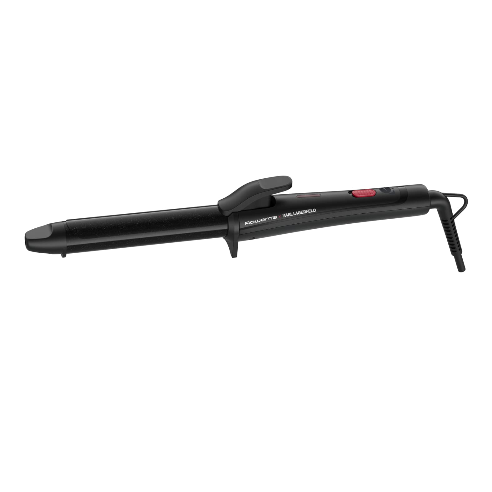Rowenta x Karl Lagerfeld CF321L Lockenstab | 25 mm | Keratin & Schein-Beschichtung | natürlich wirkende Wellen und Locken | konstante 200°C | schnelles Aufheizen | kühle Spitze | Schwarz/Rot