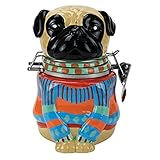 Hinged Jar, Pugly Sweater Collection, Hand-painted Earthenware Storage Container by Boston Warehouse