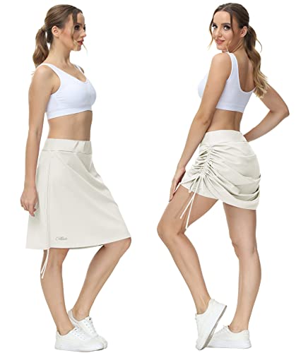 Cakulo Modest Knee Length Swim Summer Casual 20" Skorts Skirts For Women Plus Size High Waist Fashion Athletic Long Tennis Golf Hiking Skirt With Pocket White 3Xl #TOP4