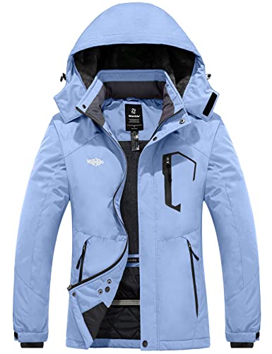 wantdo Women's Waterproof Mountain Ski Jacket Winter Jacket Light Blue X-Large