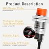Heschen M18 Inductive Proximity Sensor Switch PR18-8DP2 Cylindrical Type Detector 8mm DC12-24V 3-Wire PNP NC(Normally Closed) CE