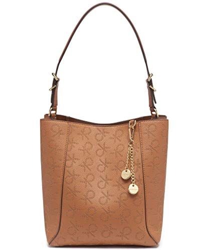 Calvin Klein Denver Perforated Montego Logo Hobo Shoulder Bag, Caramel Perf One Size