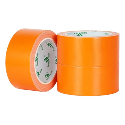 Image of BOMEI PACK Orange 2inch x 20yds Sticky Duct Tape Heavy Duty Strong Industrial Color Duct Tapeor Packing and Repairing 3 Pack
