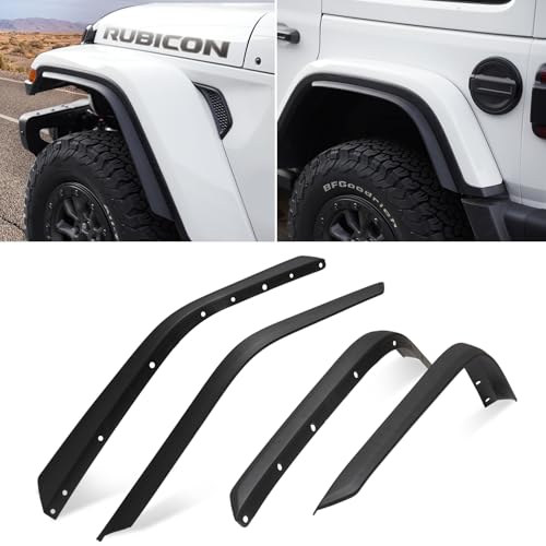 FieryRed Front & Rear Fenders Compatible with 2018-2025 Jeep Wrangler JL & JLU Unlimited Rubicon, Off-Road Wheel Flares Liner Set 4 PCS (Not for 4XE)
