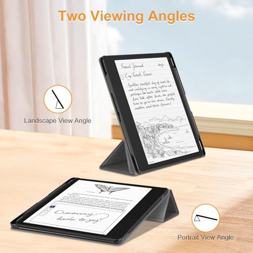 Fintie Stand Case for Kindle Scribe - [Built-in Pen Holder] Premium PU Leather Trifold Stand Cover with Auto Sleep/Wake, Compatible with 10.2 Inch Kindle Scribe 2024/2022 Release, Gray by FINTIE - Image 2