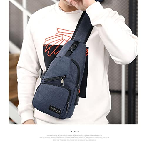 Baoblaze Moda Sling Bag Porta de Carregamento USB Anti Theft - Azul escuro