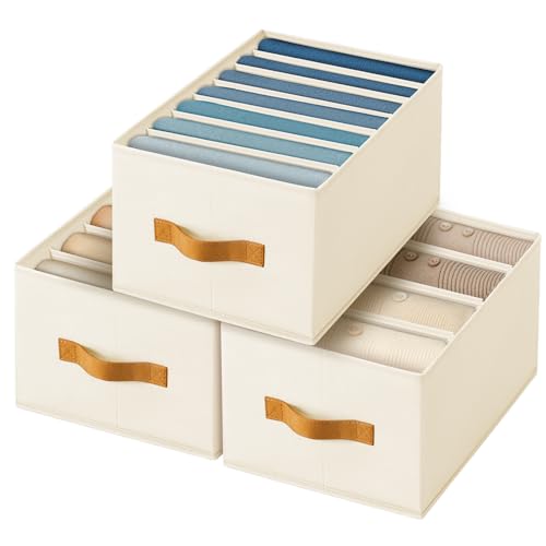 Homsorout Organizador de cajones grandes, organizadores plegables para armario, separadores organizadores de almacenamiento de 4/5/7, organizadores de ropa de tela para jeans, suéteres, camisetas,
