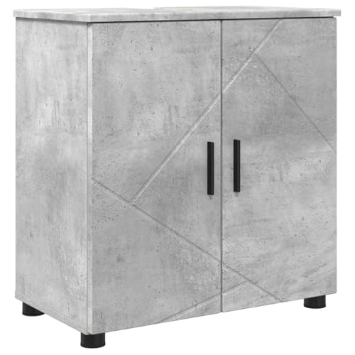 Juego de muebles de baño gris concreto de 5 piezas con armarios de almacenamiento 6