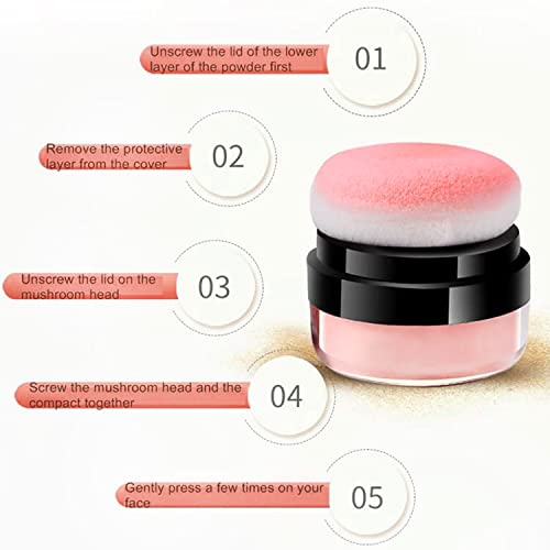 Loose Powder Blush Air Cushion Blush, Natural Blusher Face Blush Blush Cushion With Puff For Cheek, Soft Blusher Face Powder For Cheeks, Silky Smooth & High Pigmented, Easy To Blend & Carry (01# Coral Red) #TOP2