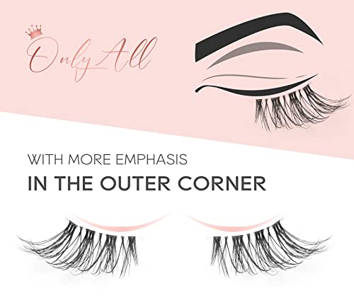 Onlyall Half Lashes Natural Look 3/4 False Eyelashes Wispy Cateye Lash Clear Band Eyelash 3D Faux Mink Fake 7 works C03-Corner - Image 4