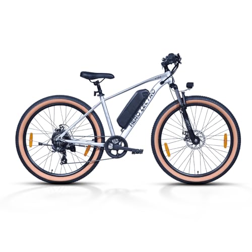 Image of Hero Lectro Y3+ 27.5T 7 Speed Electric Cycle | 250W Motor | 7.8Ah Battery | Speed Upto 25 Kmph | Range Upto 40 KM on PAS | External Battery | 98% Assembled Cycle | Silver