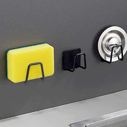 Minicoco 4PCS Sponge Holder, Stainless Steel Dish Sponge Holder, Rustproof Sink Caddy Sponge Rack for Kitchen Sink Matte Black - Image 4