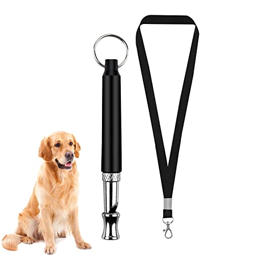 STNRST-IN Dog Whistle to Stop Barking, Adjustable Ultrasonic Silent Dog Whistle with Lanyard, Professional Dog Recall Training Whistles Control Neighbors Dog to Stop Dog Attack (Black)