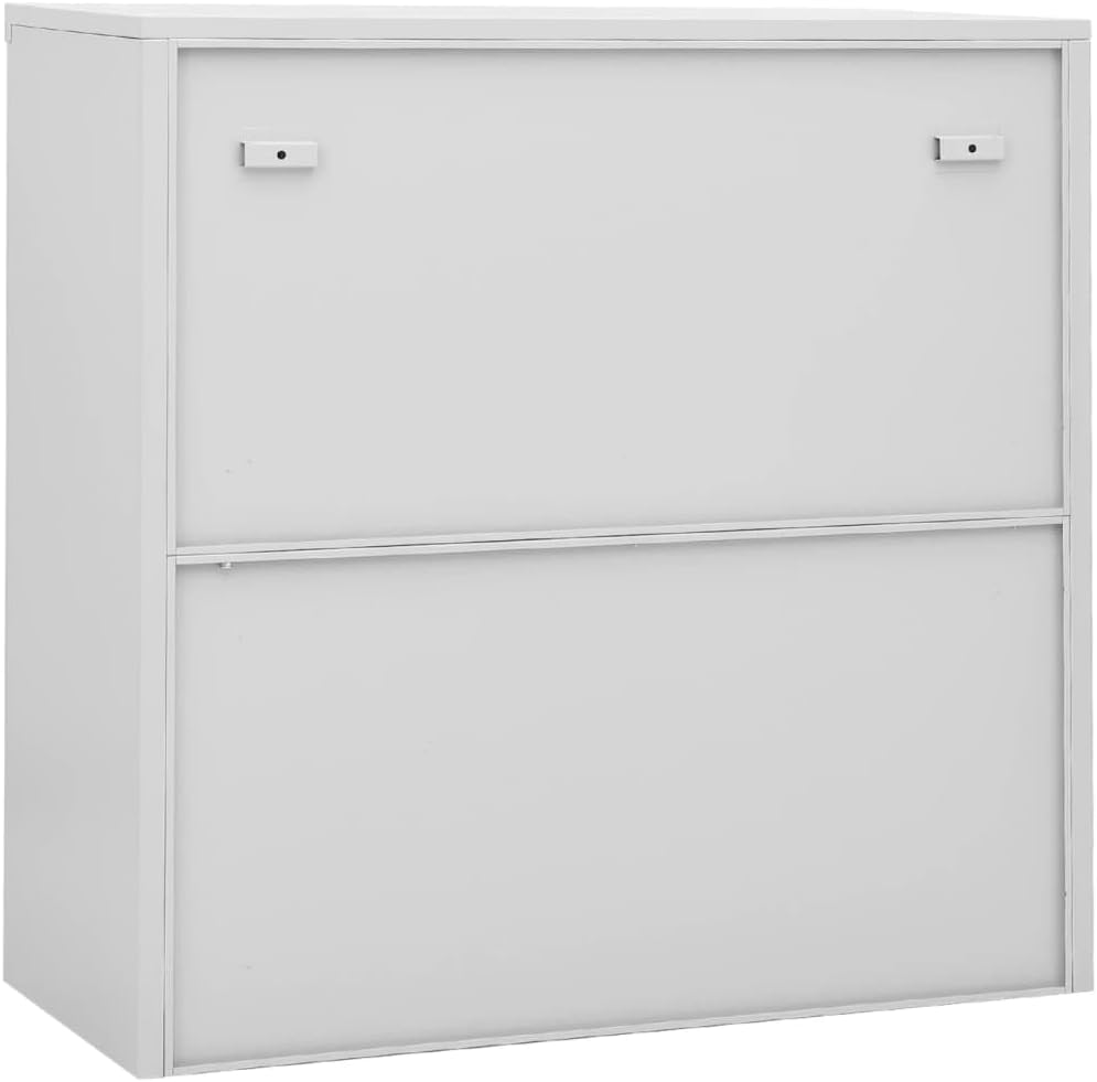Light Grey Steel Office Cabinet with Adjustable Shelves and Cam Lock for Secure Storage, Modern Workspace Furniture, Durable Metal Cabinet for File Organization