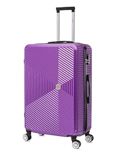 FLYMAX 24" Medium Suitcase Super Lightweight 4 Wheel Spinner Hard Shell ABS Luggage Hold Check in Travel Case Purple 67L
