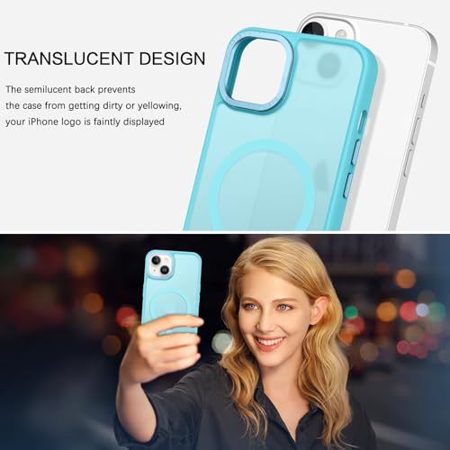 Image of BENTOBEN Magnetic for iPhone 13 Case & iPhone 14 Case [Compatible with Magsafe] Translucent Matte Phone Case iPhone 13 /14 Slim Shockproof Women Men Girl Protective Cover for iPhone 13 /14, Lake Blue