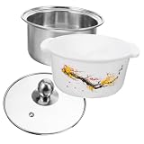 OFFSCH Olla caliente individual con tapa revestido olla para pasta ollas de cocina fritura cocinando bol olla de sopa cacerola olla de caldo ollas pequeñas olla de pasta Acero inoxidable