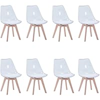 HJhomeheart Juego de 8 Sillas de Comedor Transparentes Modernas, Sillas de Comedor Tapizadas Extraíbles, Sillas de Cocina de Diseño Escandinavo (Cuero-Blanco)