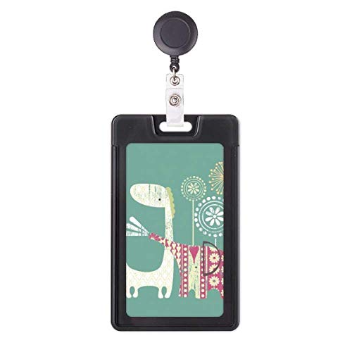 Porte-badge rétractable vert au design original d'animaux de la savane