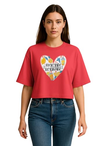 Image of HELLCAT Beige Printed Loose Fit Crew-Neck Crop T-Shirt for Women
