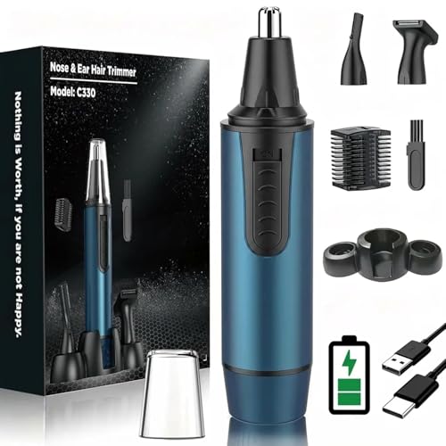 AREYZIN Nose Hair Trimmer for Men,2026 Professional 3 in 1 Painless RechargeableEar and Nose Trimmer,IPX7 Waterproof Eyebrow Facial Hair Trimmer Body Grooming Kit Dual EdgeBlades