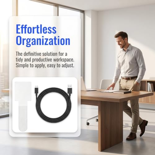 10 piezas de sujetacables adhesivos - Clips para gestionar cables bajo escritorio, organizador pegajoso para cables para escritorio y hogar miniatura 3