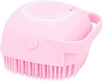 ALOKRUPSWAM Dog Bath Brush, Pet Massage Brush Shampoo Dispenser, Soft Silicone Brush Rubber Bristle for Dogs and Cats Shower Grooming (1 Pcs - Multicolour)