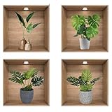 3D Green Plants Wall Stickers Botanical Plants Wall Decals for Bedroom Living Room DIY Botanical Wall Art Mural Home decorationDecoration (G02)