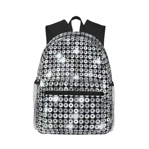 Sac à dos voyage noir vintage paillettes argentées pour femme taille unique