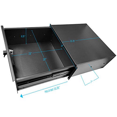 Axcessables 4U Locking Media Rack Storage Drawer | 45Lb Capacity | Compatible With 19-Inch Rack-Mount Server Racks And Av Equipment Cabinets. 15 Inch Deep Metal Network Rack Drawer.(Rkdrawer4U) #TOP1