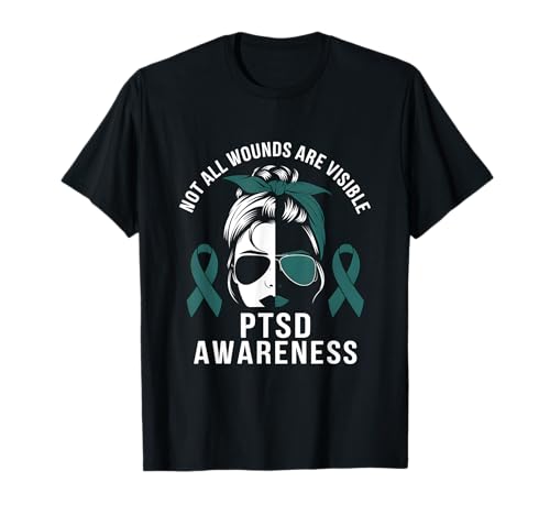 Messy Bun Not All Wounds Are Visible PTSD Awareness Support Camiseta