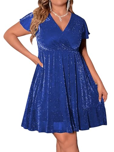Robe trapèze à paillettes ample col V pour masquer les complexes en soirée