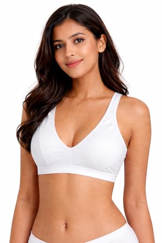 Image of Women Non-Padded Cotton Choli Bra | Wire-Free Sports Bra Style | Soft Breathable Fabric | Everyday Comfort Bra | Seamless Look | Light Support Innerwear