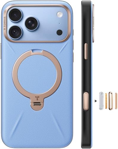 TORRAS Ostand Q3 VegSkin für iPhone 18 Pro Hülle Hellblau | Nachhaltig Silikonleder, 360° Unsichtbarer Magnetständer, Edle Lederstruktur, Premium Haptik Handyhülle iPhone 18 Pro Ca
