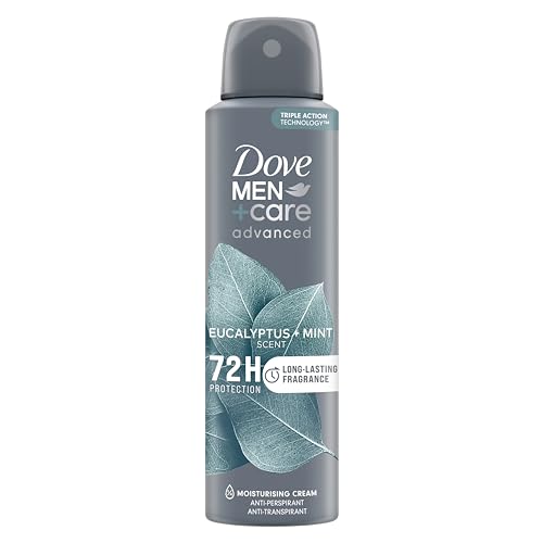 Dove Deodorante Dove Men + Care Eucalipto E Menta Spray Advanced Care, Deodorante Uomo, Con 1/4 Crema Idratante, Formula Idratante E Delicata Sulla Pe