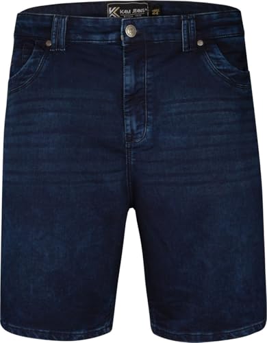 Image of KAM Shorts Knitted Denim Pockets Casual Summer Mens Plus Size 2XL-8XL KBS Pepe (UK, Waist, 54, Plus, Regular, Mid Wash)