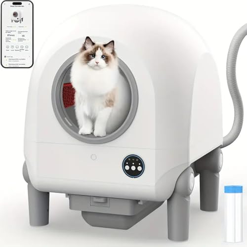 RUYICZB Arenero Gatos Autolimpiable, Arenero Automatico, Arenero Autolimpiable para Gatos con 85L+15L De Gran Capacidad, Aislamiento De Olores, Control App, para Varios Gatos