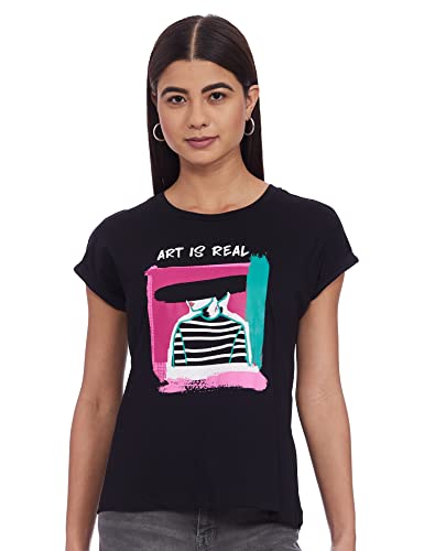 Vero Moda Women’S Regular Fit T-Shirt (216683701_Black Small)