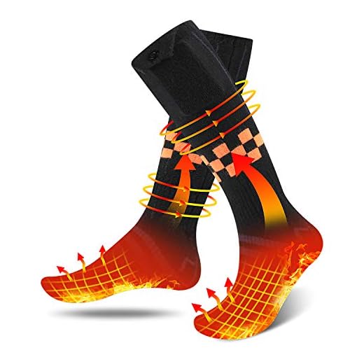 Weefun Heated Socks, 5000mAh Rechargeable 4 Heating Settings,Electric Socks with Large Capacity Battery for 18 Hours Heating time Winter Skiing Camping Hiking Warm Socks for Men and Women