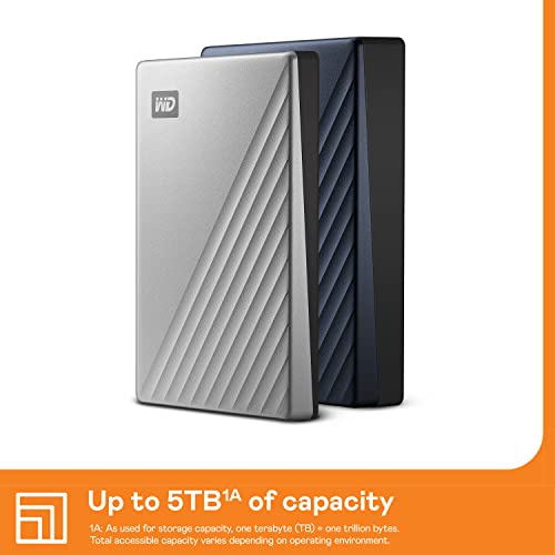WD 2TB My Passport Ultra Silver, Portable Hard Drive, External HDD, includes backup software with defense against ransomware, and password protection, USB-C and USB 3.1 compatible - WDBC3C0020BSL-WESN by Western Digital - Image 3