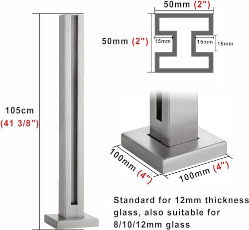 Abrazadera de soporte de barandilla de cubierta y columna de vidrio vertical 3