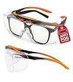 Tarantula ANSI Z87+ Safety Glasses Over Eyeglasses for Men & Women, Anti-Scratch Lenses, Side Shields, Adjustable Anti-Slip Temples, UV Protective Eyewear