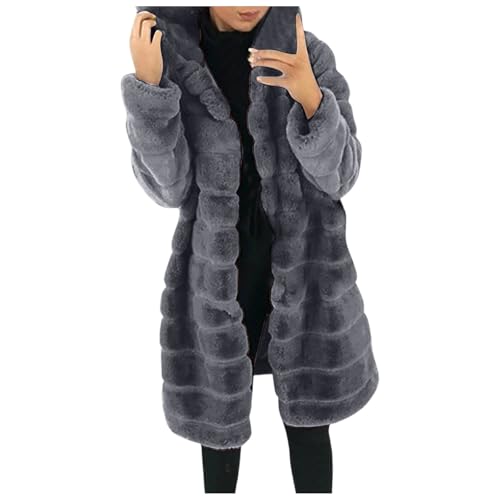 Vhersily 2026 Damen Pelz Mantel Mode Kunstfell Jacke Verdickt Warm Warm Winddicht Casual Arbeit Bequem Bequem Herbst Winter Klassische Streetwear, grau, M