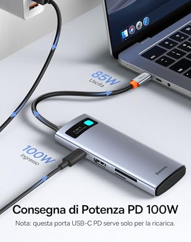 Hub USB C 7 in 1 Docking Station Adattatore con 4K HDMI, 100W PD, 2 USB 3.0 5Gbps, 1 USB C, Lettore Schede SD/TF per Computer Portatili per MacBook/Surface Pro/iPad/Steam Deck/Rog Ally/Samsung - Hub USB - Immagine 3